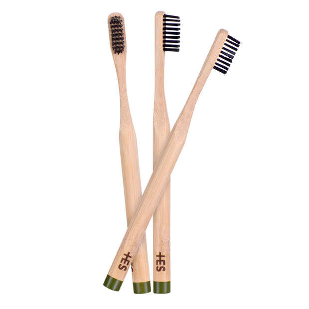 Charcoal Bristle Bamboo Toothbrush - 3 Pack